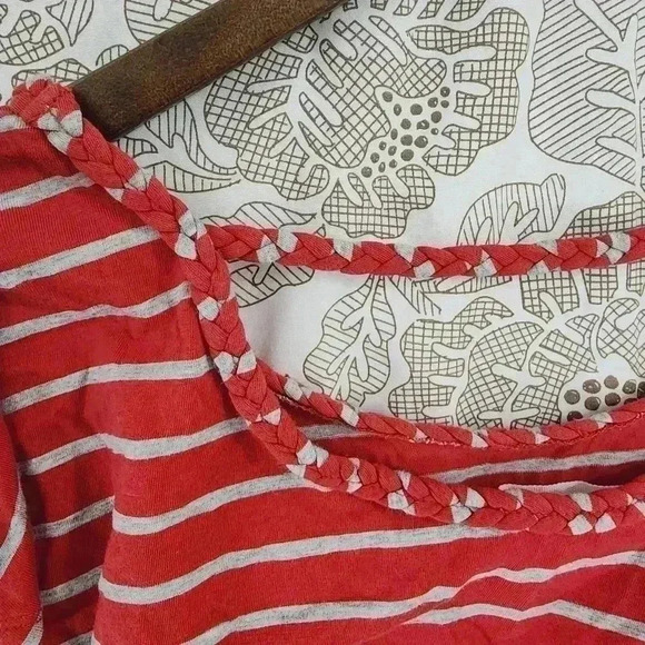 TWO By Vince Camuto Braided  Cap Sleeve Striped Women's Blouse M - Picture 5 of 7